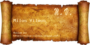 Milos Vilmos névjegykártya
